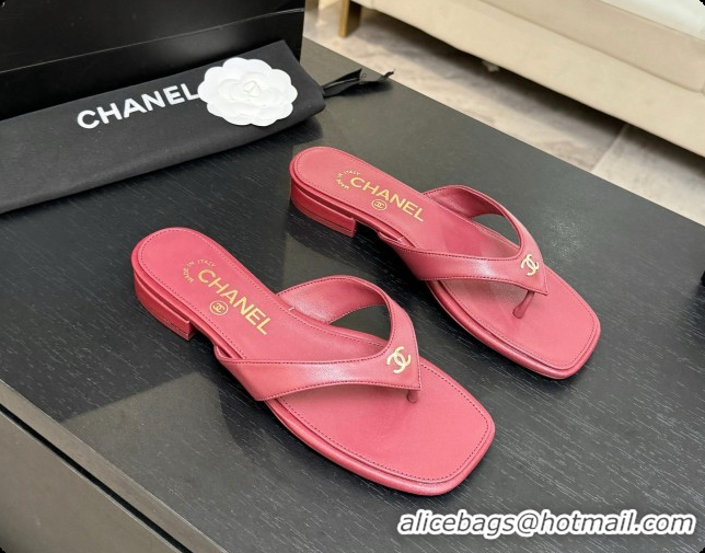 Best Grade Chanel Lambskin Thongs Sandals G47481 Burgundy 2026