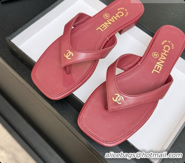 Best Grade Chanel Lambskin Thongs Sandals G47481 Burgundy 2026