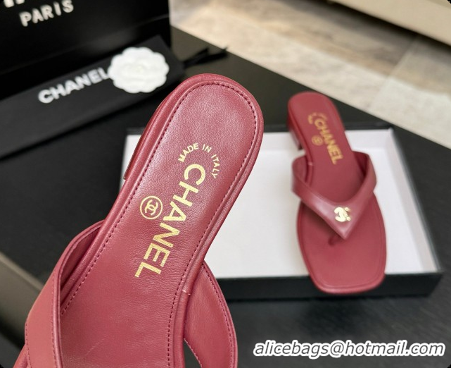Best Grade Chanel Lambskin Thongs Sandals G47481 Burgundy 2026
