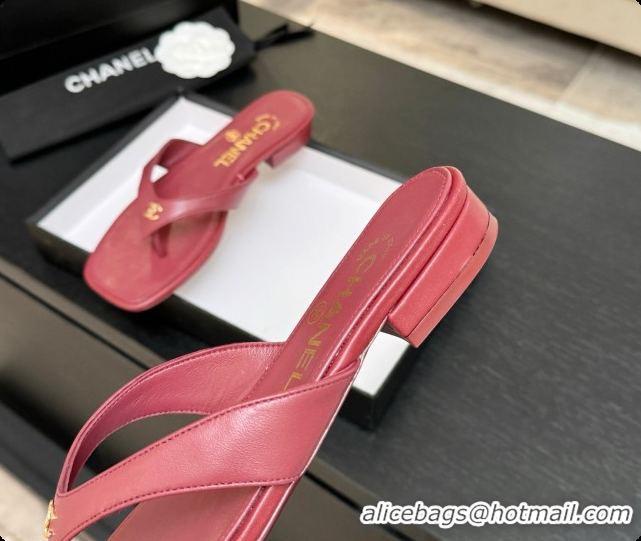 Best Grade Chanel Lambskin Thongs Sandals G47481 Burgundy 2026