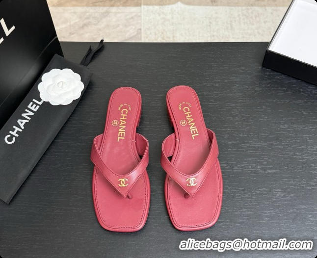 Best Grade Chanel Lambskin Thongs Sandals G47481 Burgundy 2026