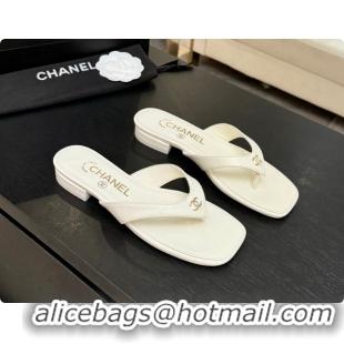 Popular Style Chanel Lambskin Thongs Sandals G47481 White 2026