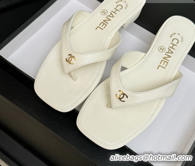 Popular Style Chanel Lambskin Thongs Sandals G47481 White 2026