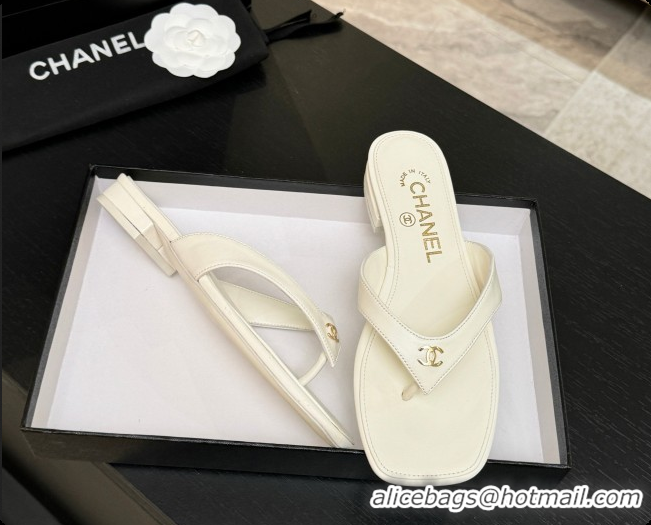 Popular Style Chanel Lambskin Thongs Sandals G47481 White 2026