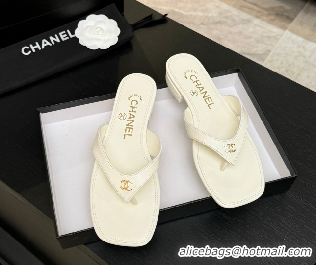 Popular Style Chanel Lambskin Thongs Sandals G47481 White 2026