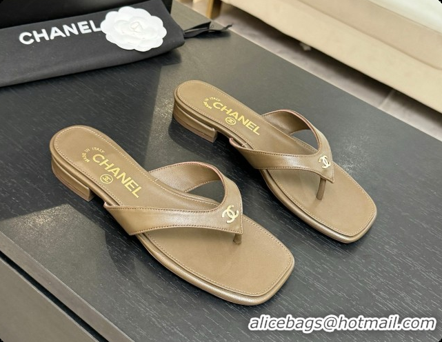 Good Looking Chanel Lambskin Thongs Sandals G47481 Khaki Green 2026