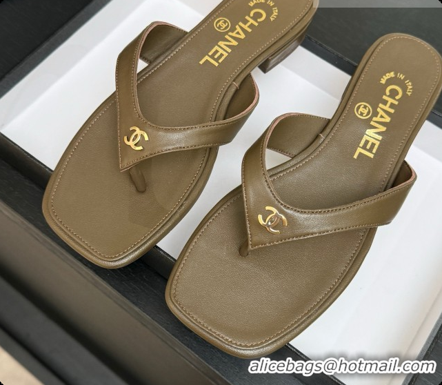 Good Looking Chanel Lambskin Thongs Sandals G47481 Khaki Green 2026