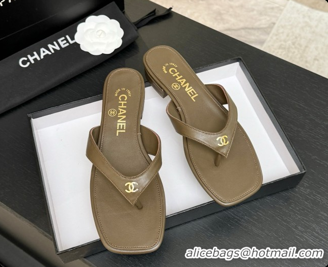Good Looking Chanel Lambskin Thongs Sandals G47481 Khaki Green 2026