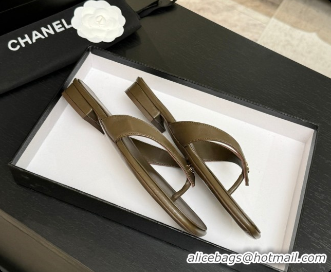 Good Looking Chanel Lambskin Thongs Sandals G47481 Khaki Green 2026