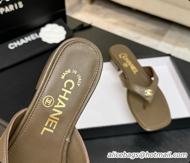 Good Looking Chanel Lambskin Thongs Sandals G47481 Khaki Green 2026