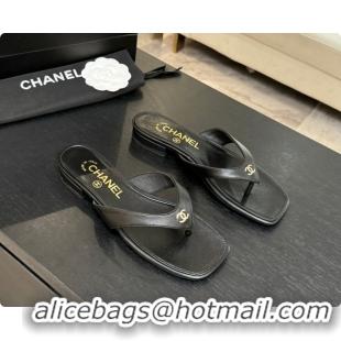 Good Quality Chanel Lambskin Thongs Sandals G47481 Black 2026