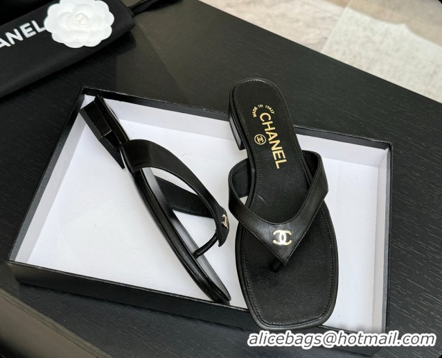 Good Quality Chanel Lambskin Thongs Sandals G47481 Black 2026