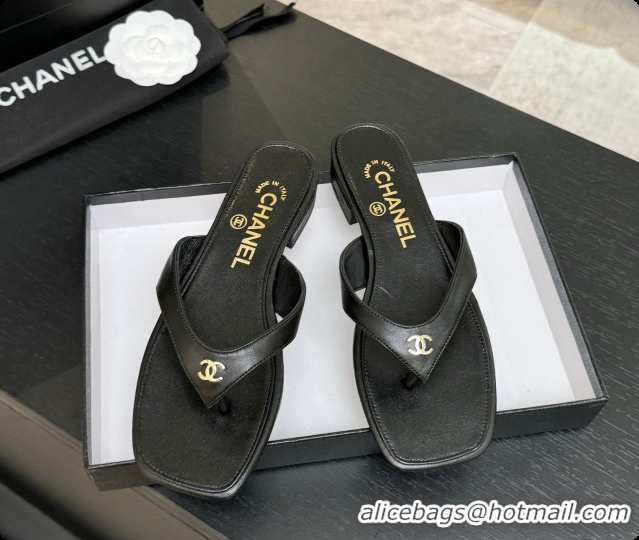 Good Quality Chanel Lambskin Thongs Sandals G47481 Black 2026