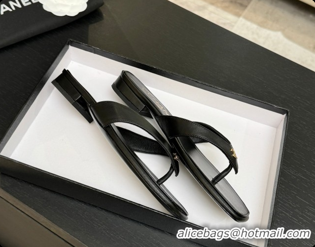 Good Quality Chanel Lambskin Thongs Sandals G47481 Black 2026
