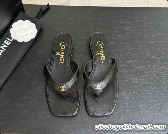 Good Quality Chanel Lambskin Thongs Sandals G47481 Black 2026