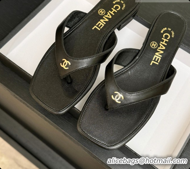 Good Quality Chanel Lambskin Thongs Sandals G47481 Black 2026