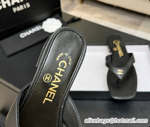 Good Quality Chanel Lambskin Thongs Sandals G47481 Black 2026