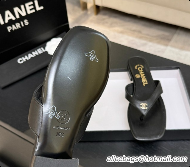 Good Quality Chanel Lambskin Thongs Sandals G47481 Black 2026