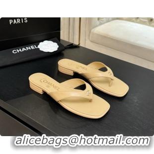 Sumptuous Chanel Lambskin Thongs Sandals G47481 Beige 2026