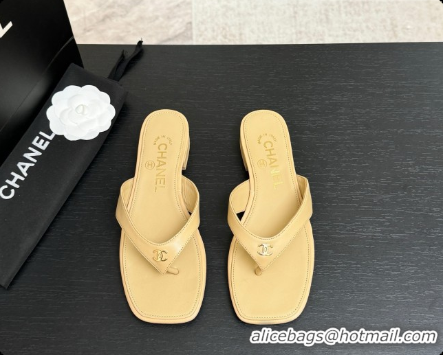 Sumptuous Chanel Lambskin Thongs Sandals G47481 Beige 2026