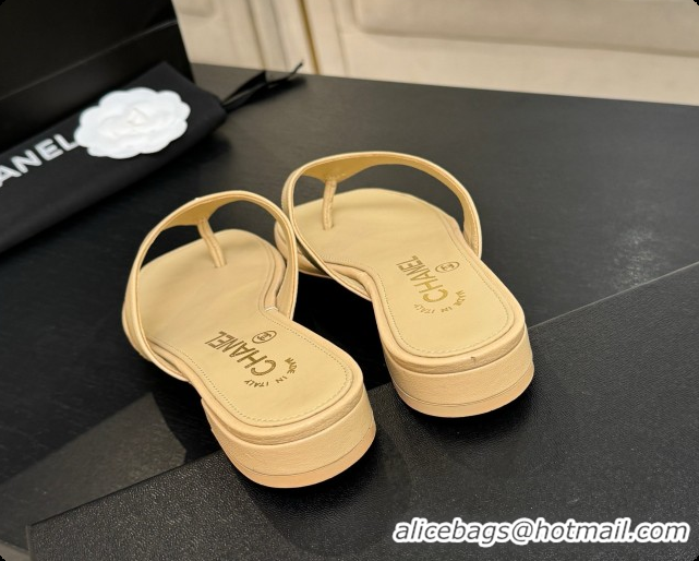 Sumptuous Chanel Lambskin Thongs Sandals G47481 Beige 2026