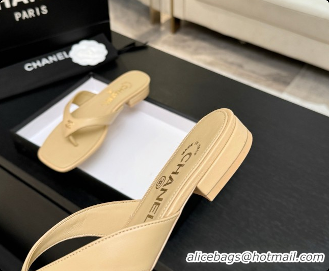 Sumptuous Chanel Lambskin Thongs Sandals G47481 Beige 2026