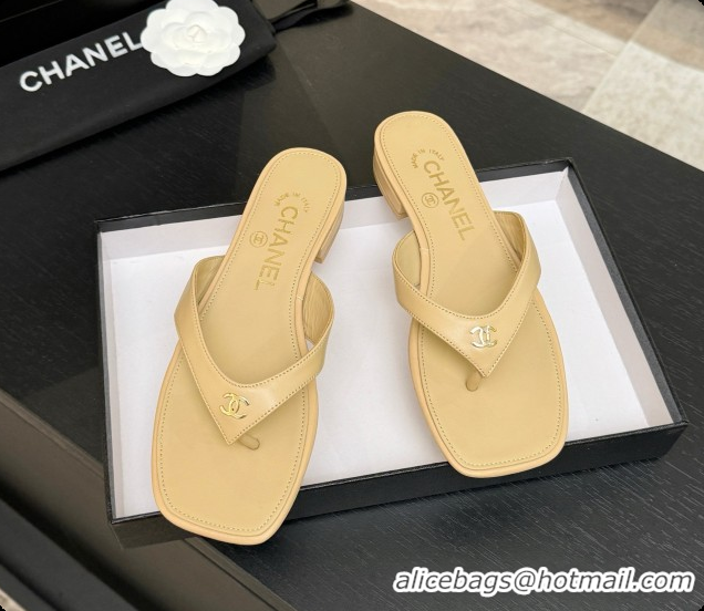 Sumptuous Chanel Lambskin Thongs Sandals G47481 Beige 2026