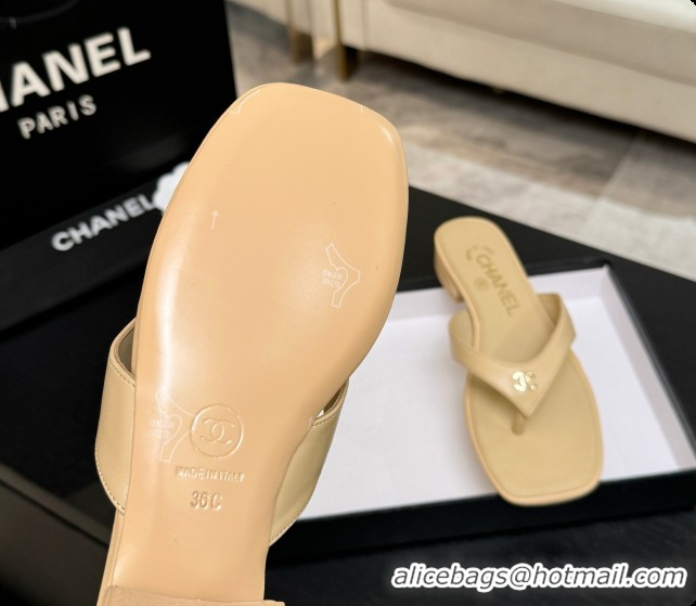 Sumptuous Chanel Lambskin Thongs Sandals G47481 Beige 2026