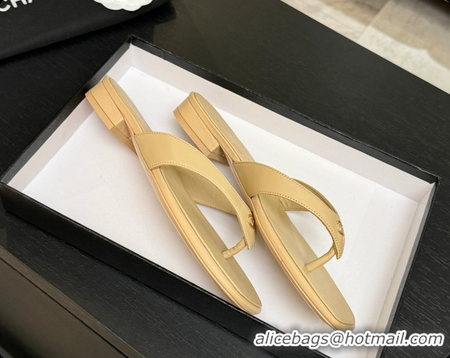 Sumptuous Chanel Lambskin Thongs Sandals G47481 Beige 2026