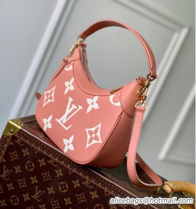 Top Grade Louis Vuitton Bagatelle BB Mini Hobo bag in Oversized Monogram Leather M46112 Pink/Beige 2026