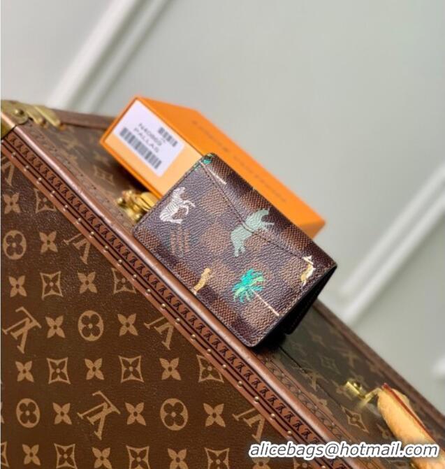 Famous Brand Louis Vuitton Pocket Organizer Wallet x The Darjeeling Limited in Brown Damier Heritage Canvas 2026 N40869