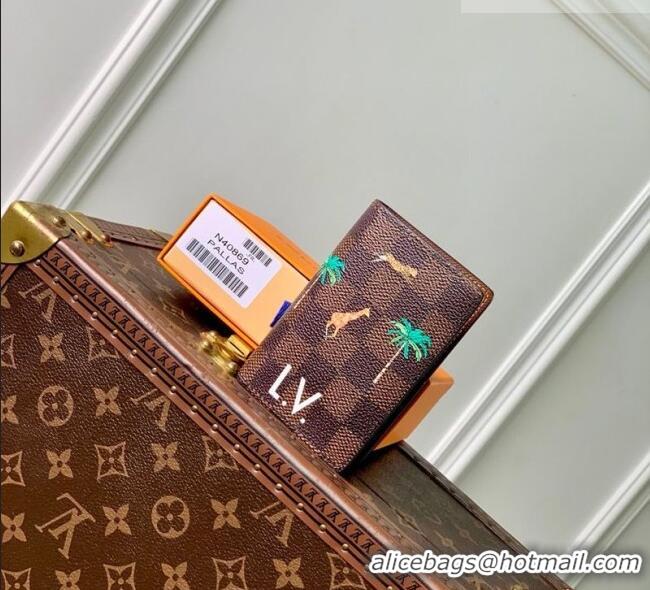 Famous Brand Louis Vuitton Pocket Organizer Wallet x The Darjeeling Limited in Brown Damier Heritage Canvas 2026 N40869