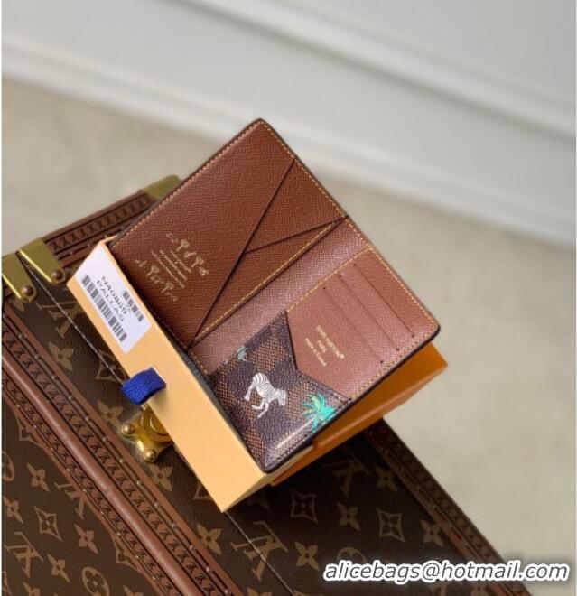 Famous Brand Louis Vuitton Pocket Organizer Wallet x The Darjeeling Limited in Brown Damier Heritage Canvas 2026 N40869