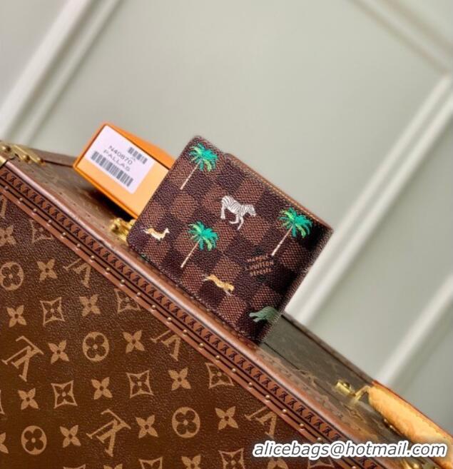 New Cheap Louis Vuitton Multiple Wallet x The Darjeeling Limited in Brown Damier Heritage Canvas N40870 2026