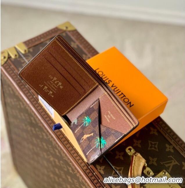 New Cheap Louis Vuitton Multiple Wallet x The Darjeeling Limited in Brown Damier Heritage Canvas N40870 2026