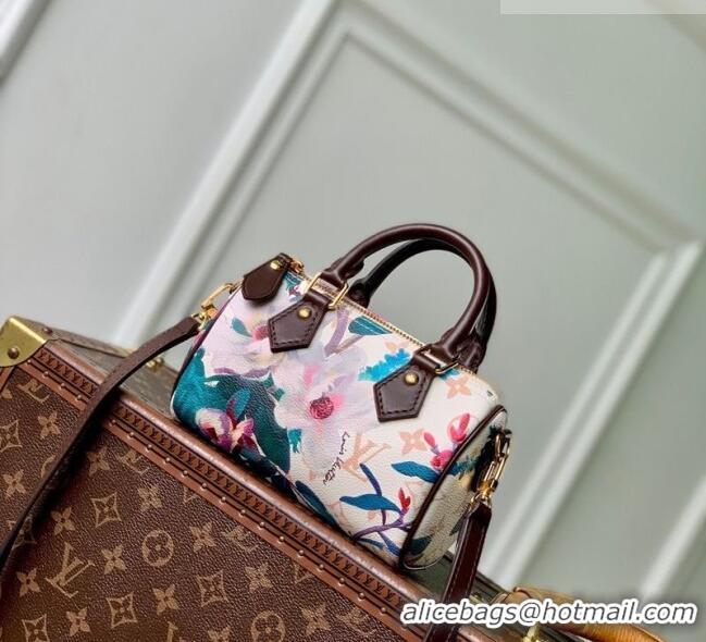 Top Grade Louis Vuitton Nano Speedy Bag in Monogram Dune Canvas with Flora Print M29149 2026 Monogram Eden Collection