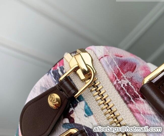 Top Grade Louis Vuitton Nano Speedy Bag in Monogram Dune Canvas with Flora Print M29149 2026 Monogram Eden Collection