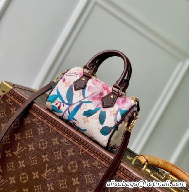 Top Grade Louis Vuitton Nano Speedy Bag in Monogram Dune Canvas with Flora Print M29149 2026 Monogram Eden Collection