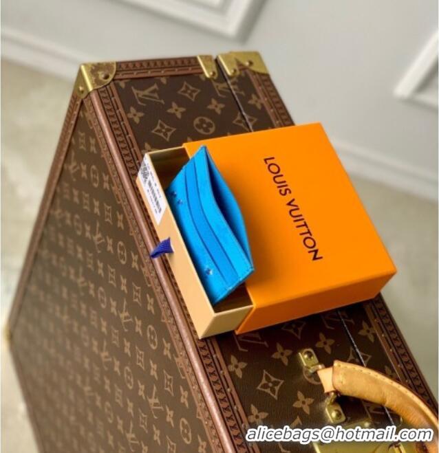 Good Taste Louis Vuitton Double Card Holder in Pool Blue Monogram Canvas M14862 2026