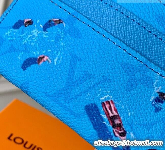 Good Taste Louis Vuitton Double Card Holder in Pool Blue Monogram Canvas M14862 2026