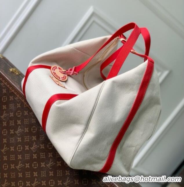 Top Grade Louis Vuitton Voyageur Bag in Lighthouse Red Organic Cotton M28509 2026