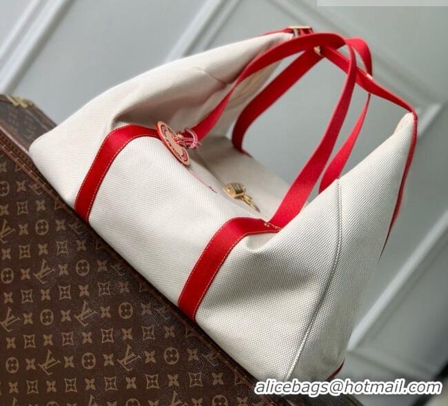 Top Grade Louis Vuitton Voyageur Bag in Lighthouse Red Organic Cotton M28509 2026