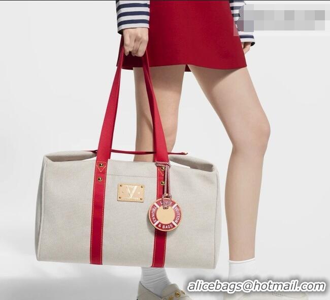Top Grade Louis Vuitton Voyageur Bag in Lighthouse Red Organic Cotton M28509 2026