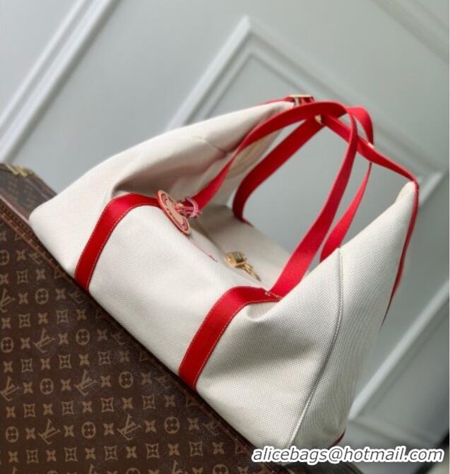 Top Grade Louis Vuitton Voyageur Bag in Lighthouse Red Organic Cotton M28509 2026