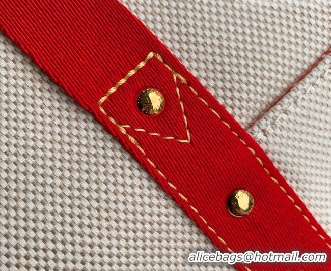Top Grade Louis Vuitton Voyageur Bag in Lighthouse Red Organic Cotton M28509 2026