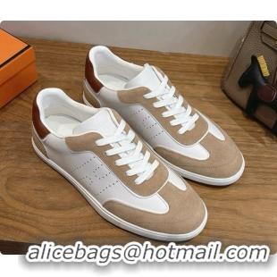 Good Looking Hermes Match Sneakers in Suede and Calfskin H080525 Camel/White 2026