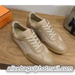 Luxurious Hermes Match Sneakers in Suede and Calfskin H080526 Khaki 2026