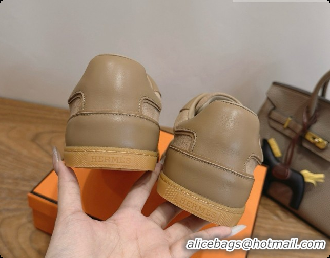 Luxurious Hermes Match Sneakers in Suede and Calfskin H080526 Khaki 2026