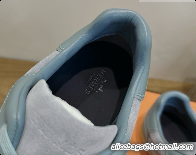 Buy Luxury Hermes Match Sneakers in Suede and Calfskin H080601 Pale Blue 2026