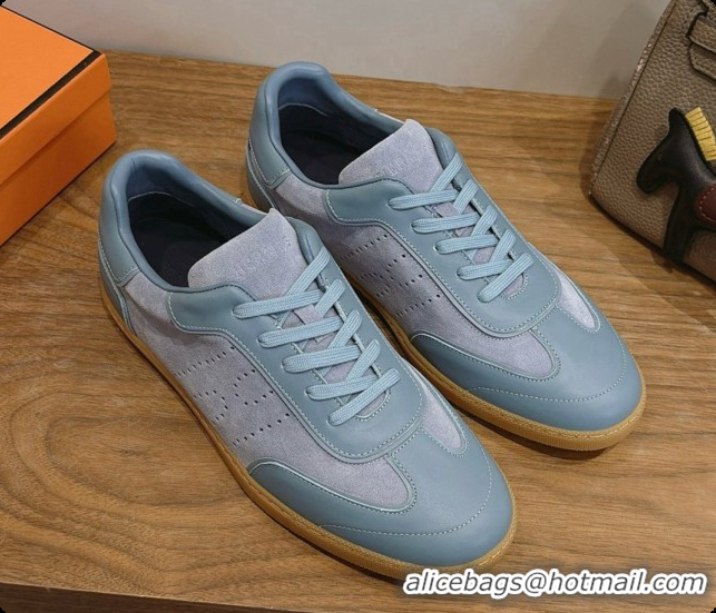 Buy Luxury Hermes Match Sneakers in Suede and Calfskin H080601 Pale Blue 2026